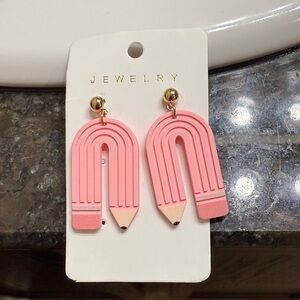 Pink Pencil Dangle Earrings